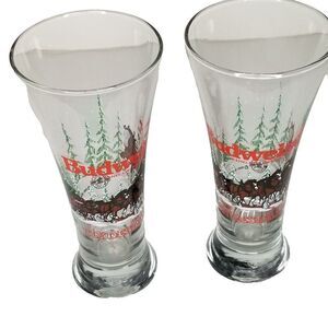 Budweiser King of Beers Clydesdale Logo Mugs Glassware Set of 2